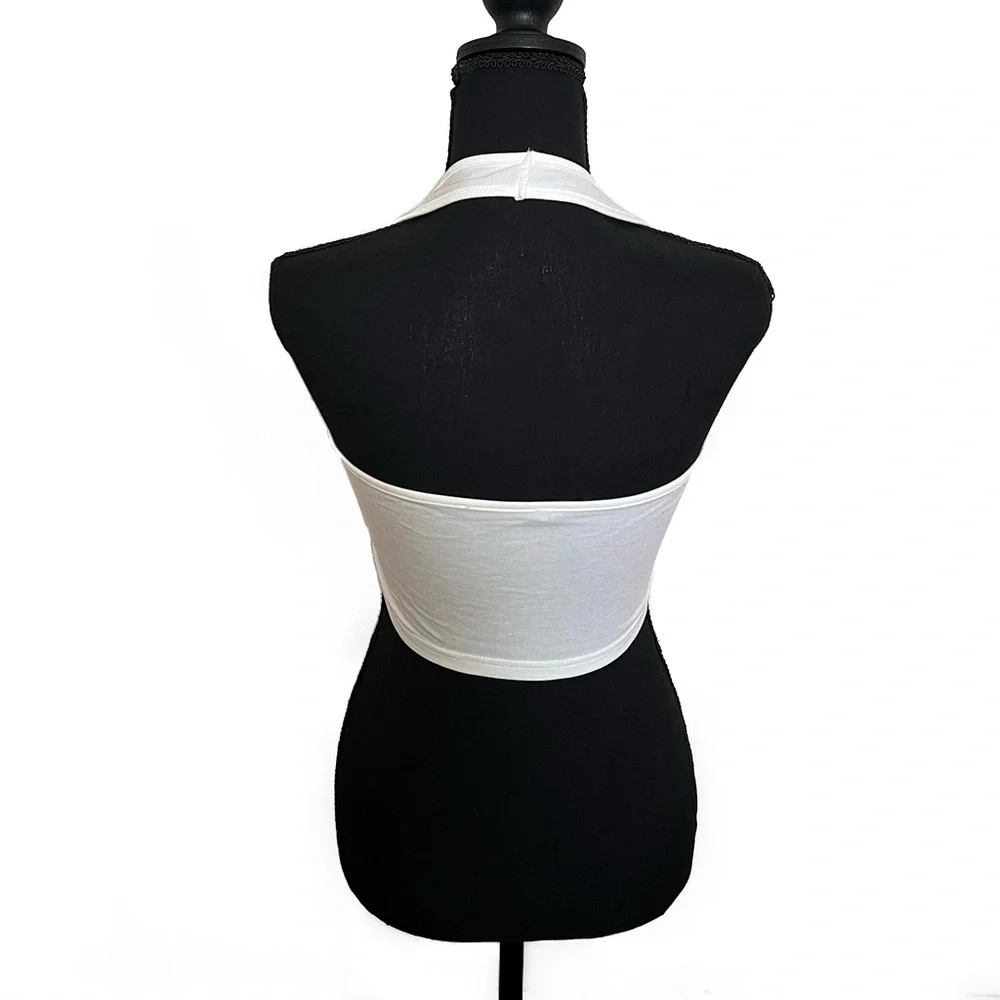 SHEIN Put Yourself First White Halter Top Size S - Picture 3 of 6